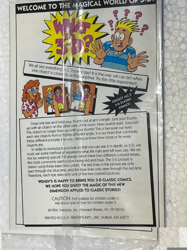 Vintage: '1994 3D Classics Comics' Wendy's63234779691651126