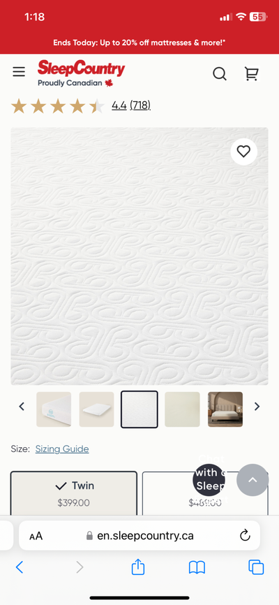 Single mattress. BLOOM from sleep country. 9 months old., View more