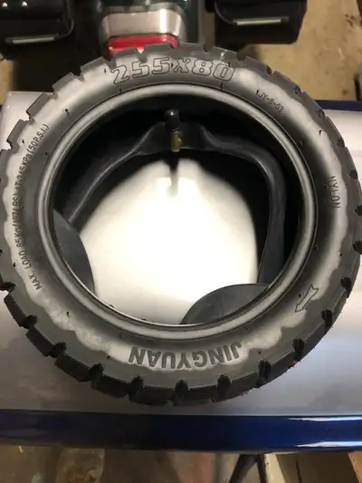 Never mounted scooter tire 255x80 and inner tube. $25