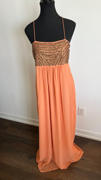 Maxi Peach Dress By French Brand Promod European Size L.