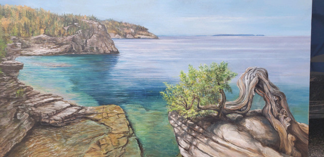 Tobermory 'Indian cove' original oil painting in Arts & Collectibles in Oakville / Halton Region - Image 2