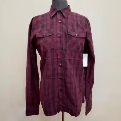 New Burgundy Plaid Brody Men’s Long Sleeve Shirt Slim Fit Medium, View more