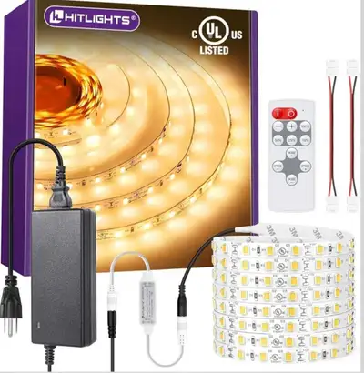 HitLights Warm White LED Strip Lights Kit 3000K, 16.4ft Dimmable, View more