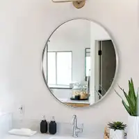 ANDY STAR 30 Inch Round Bathroom Mirror, Silver