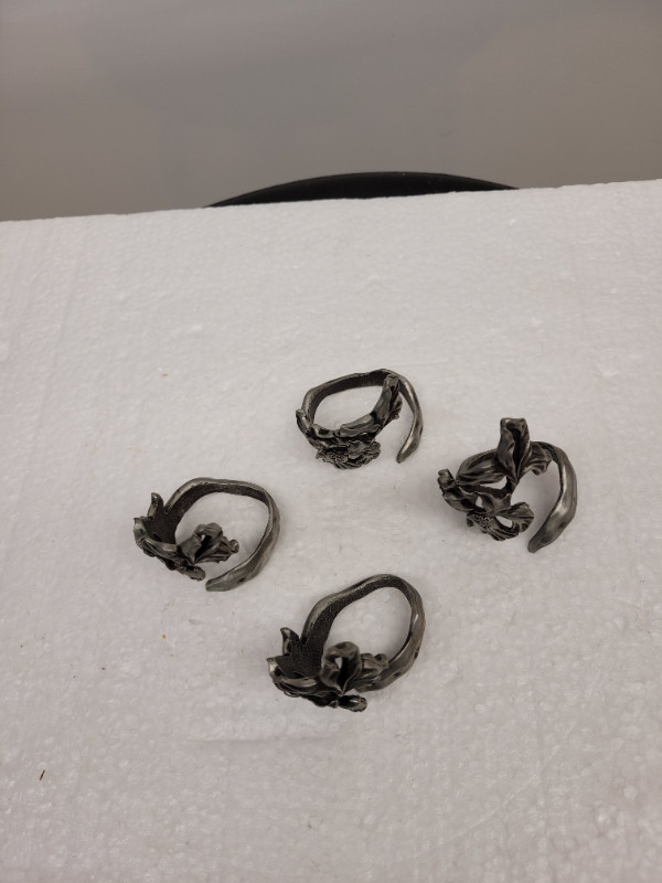 VTG Set of 4 Seagull Pewter Floral Napkin Rings in Arts & Collectibles in Dartmouth - Image 3