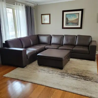 High end full top grain real leather sectional couch can deliver, View more