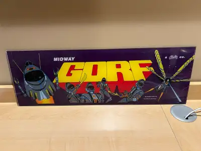Vintage GORF arcade marquee from video game machine for sale