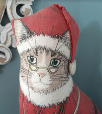 Santa Paws Cat Holiday weighted plush Christmas decor doorstop