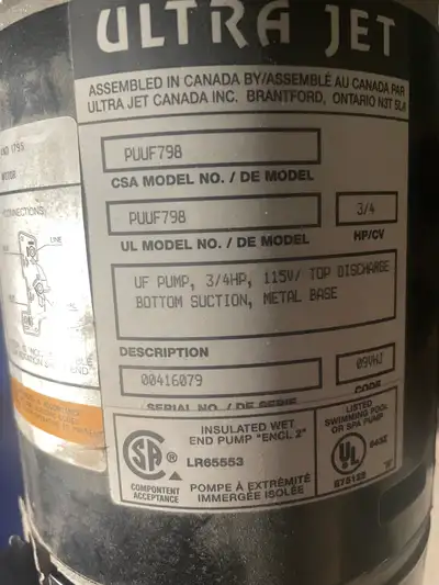 Jacuzzi 3/4 hp  pump, View more