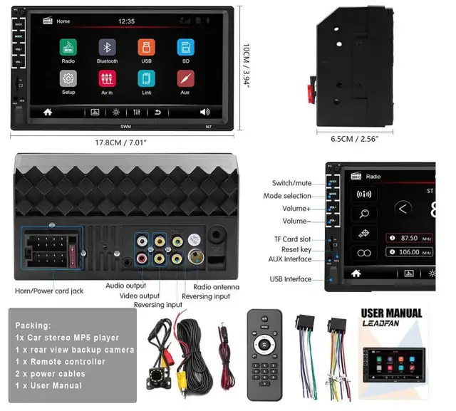 7" Car Stereo Touch Screen Car Audio Receiver Double Din FM Radi in General Electronics in Markham / York Region - Image 7