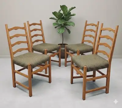 set of 4  MCM Ladder back dining chairs, View more