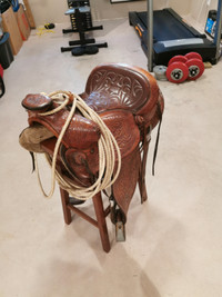 Vintage saddle and lasso