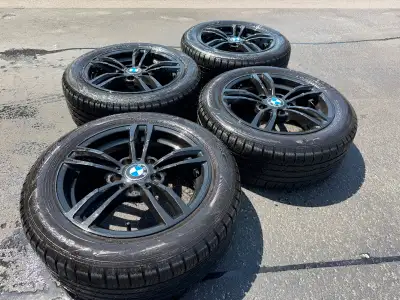 Tires used one summer season March 2025- October 2025. Black rims mint condition.