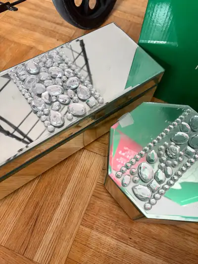 SET of 2 Mirror Jewelry  Boxes for Decor Price for Both, View more