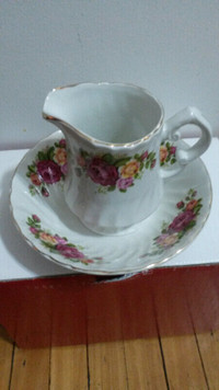 Vintage Saucier et plat Wood & Sons cottage rose ironstone