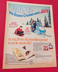 FRENCH 1968 JELL-O CONTEST AD WIN A SNOW JET SNOWMOBILE