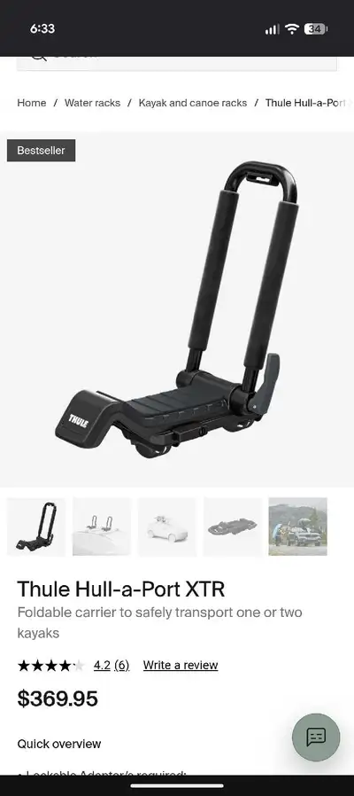 thule hull-a-port XTR kayak racks, View more