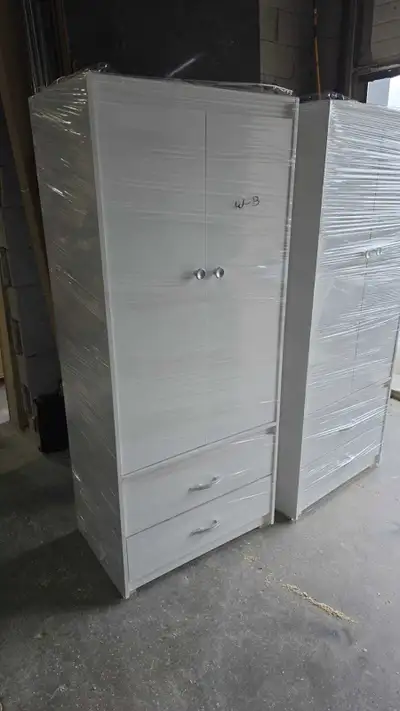 White 2-Door Storage Wardrobe with 2 Drawers – Brand New , View more