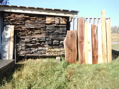 Walnut, cherry, oak (white and red, flat and quarter sawn), maple (wormy and spalted), butternut, as...