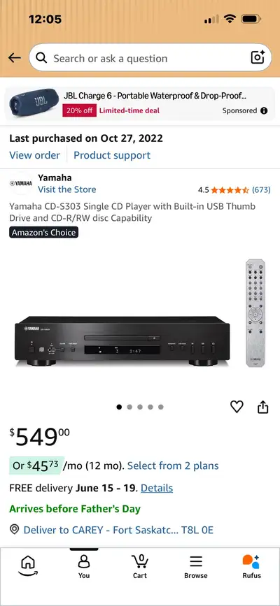 I am selling my high-quality Yamaha CD-S303 Single CD Player, which is in excellent, well-cared-for...