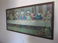 Vintage "The Last Supper" 22 x 44 inch Wooden Framed Print 1990s