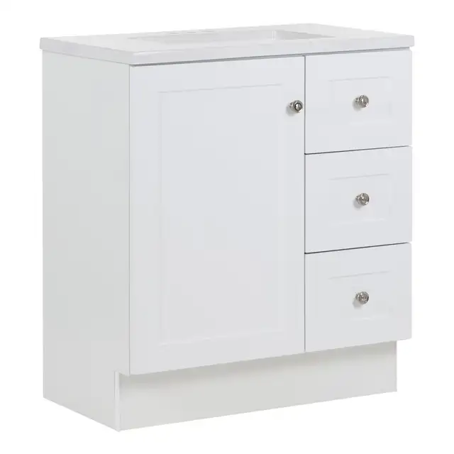30” White Bathroom Vanity, Cultured Marble Top – BOXED NEW in Cabinets & Countertops in Oakville / Halton Region - Image 9