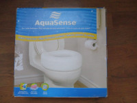 New AquaSense Raised Toilet Seat Portable White Polyethylene Lig