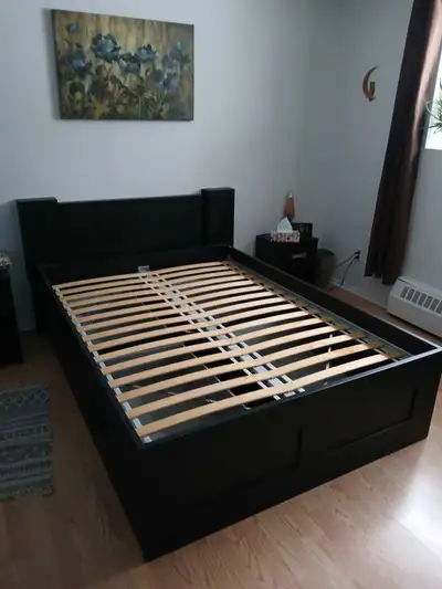 Base de lit double avec tête de lit et 4 tiroirs, View more