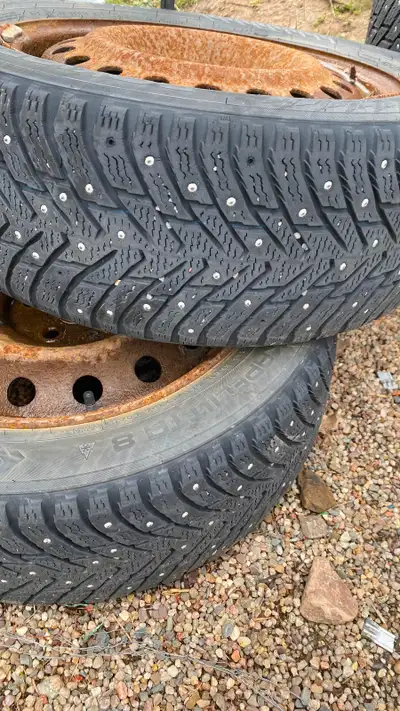 16 “ honda rims with studded snow tires. Tires have some limited mileage left on them basically sell...