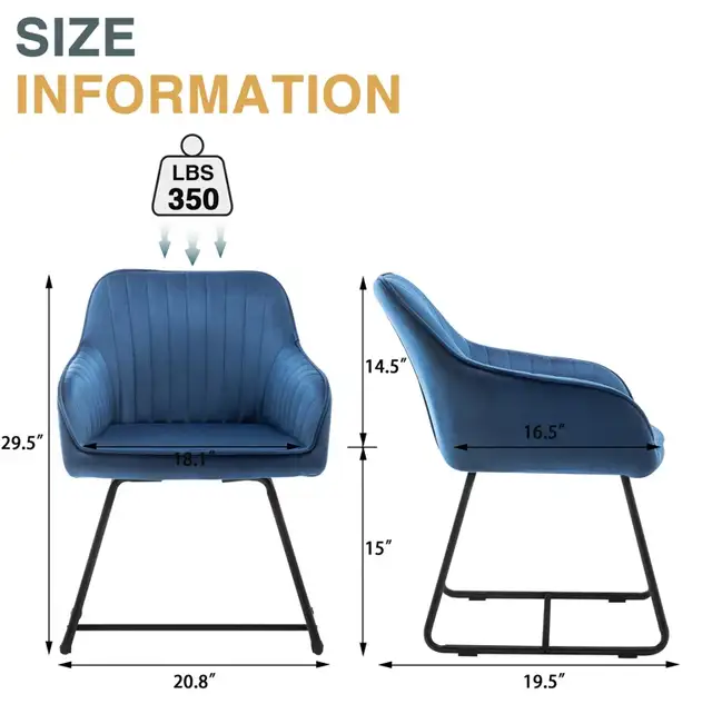Fauteuils Bleu Velvet (lot de 2) in Chairs & Recliners in City of Montréal - Image 3