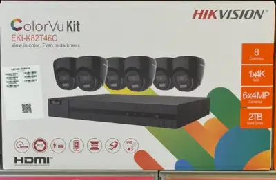 HIKVISION COLORVU KIT SIX 4MP OUTDOOR TURRET CAMERAS 2.8MM LENS, View more
