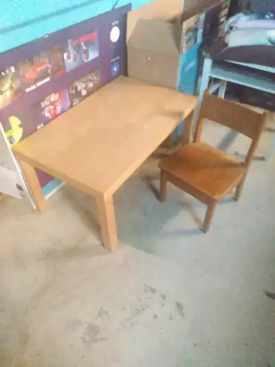 CHILDREN WOODEN DESK AND  WOODEN CHAIR, View more