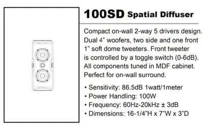 3 available...$120 per speaker the 100 sd is designed as wall mounted but can be used free standing...