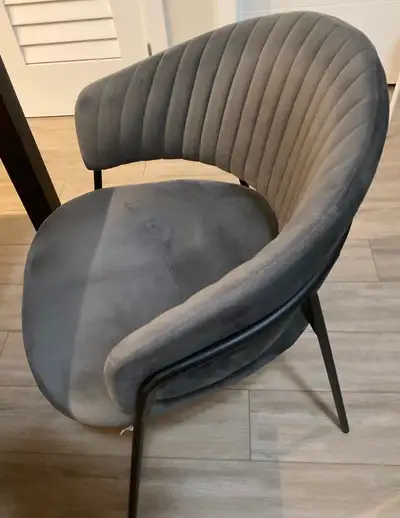 Sharon Velvet Dining Armchairs – Grey – Excellent Condition, View more