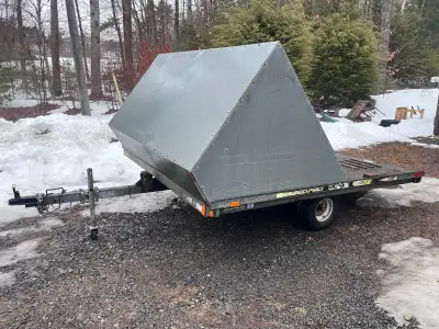 8x10 snowmobile trailer Tilt deck Easily hauls 2 sleds or ATV’s New galvanized 3500lb axle this year...