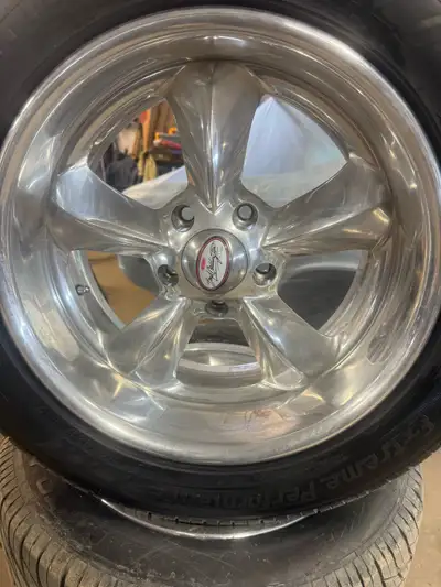 Set of 17x9 5x4 3/4 or 5x120 Boyd Cottington Aluminum alloy wheels polished With nitto 256/50 /17 Ru...
