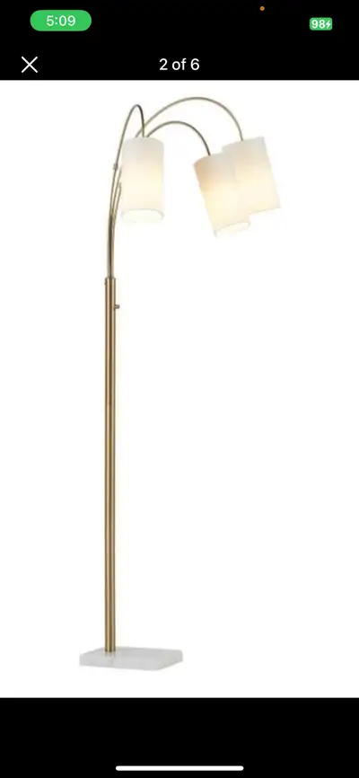 Modern Brass and Marble 3-Light Arc Floor Lamp with Adjustable R, View more