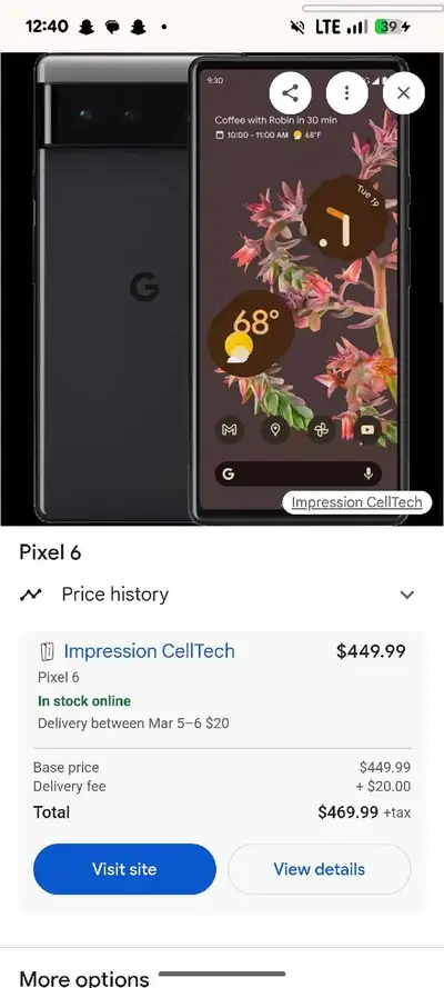 Unlocked pixel 6 128gb 5G, View more