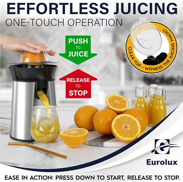 Eurolux Electric Citrus Juicer ELCJ-2200 Juicer in Processors, Blenders & Juicers in Mississauga / Peel Region - Image 3