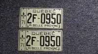 Plaque immatriculation Québec 1971