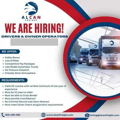 Urgent Az drivers needed, PR Support, View more