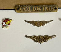 Vintage Gold Wing Motorcycle Name Plate/Pins