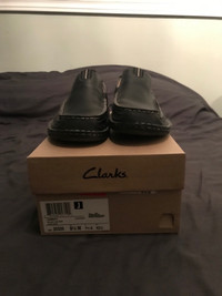 Black Leather Clarks Shoes