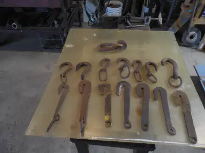 have 15 old hooks. some made by local blacksmith years ago. lots of uses. great pot holders, etc. pk...