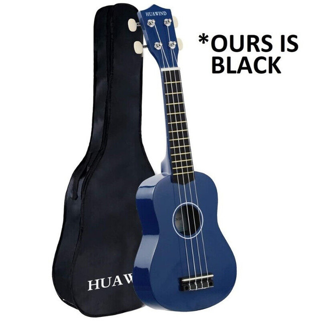 HUAWIND SOPRANO UKULELE FOR BEGINNERS - BLACK in Guitars in Markham / York Region