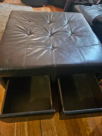 Brown Leather Ottoman, View more