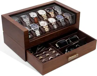 KAMIER High End Watch Box for Men, 12 Slot Wooden Watch Case Wit, View more