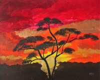 Goodnight Africa - Acrylic on 16 x 20 x 1 inches canvas.