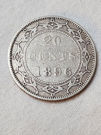 1896 Silver Newfoundland 20 Cents Coin(NFLD Queen Victoria) 