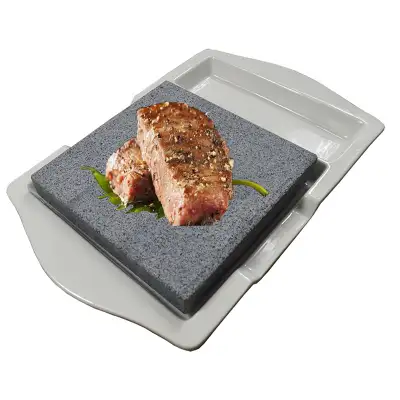 Hot Lava Rock Cooking Steak Stone Grill ceramic plate BBQ 022076, View more